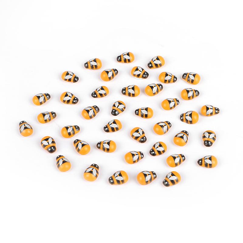 100pcs Wooden Mini Bee Ladybugs DIY Craft Scrapbooking Home Garden Decoration Wedding Party Kids Gift Self Adhisive Wall Sticker