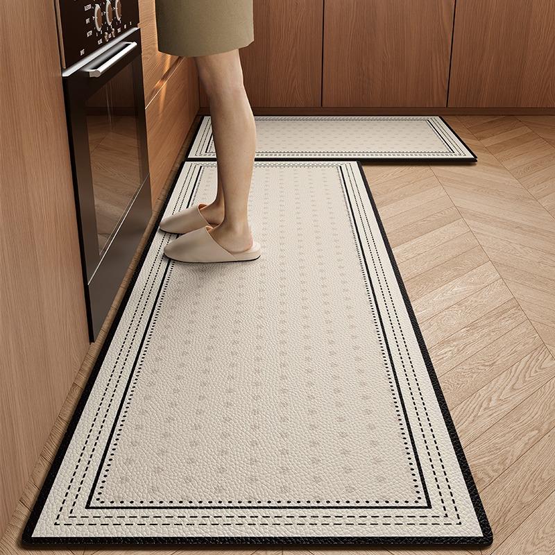 Kitchen Mat Waterproof Non-Slip Rugs Leather Carpet Anti-Fatigue Pvc Floor Mats Oil-Proof Easy To Clean Anti-Slip Area Long Rug