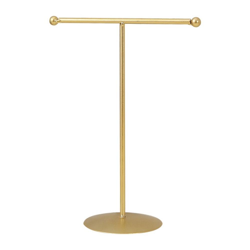 Horizontal Bar Jewelry Display Stand Round Base Jewelry Storage Rack  Counter Display золотой