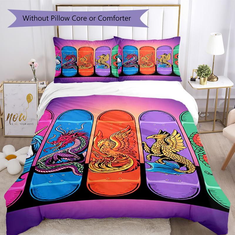 Dragon Bedding Set Breathable Duvet Cover with Pillowcases Decorative Bed Linen for Bedroom Home Decoration Birthday Gift