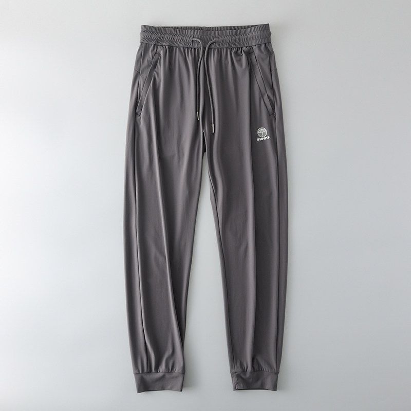 Drape Elastic Ice Silk Jogger Pants Export Men s Trousers Dark gray 3XL