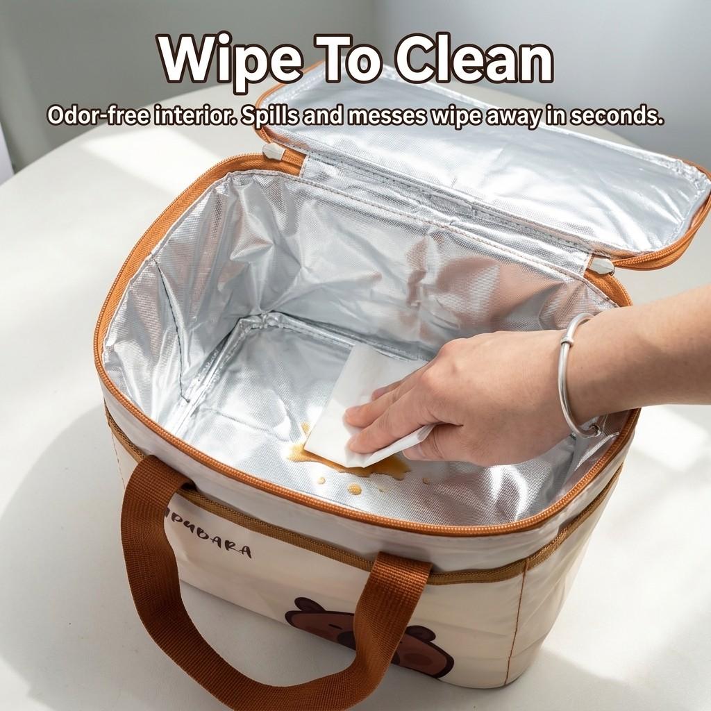 Cute Thermal Lunch Box Bag For Students Portable Large Capacity Insulated Food Container Storage Bag Waterproof Oxford Handbag