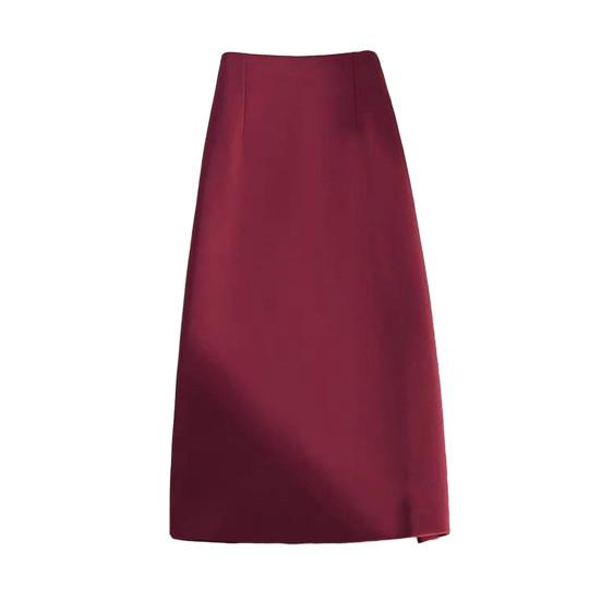 Women Suit Skirt A-Line Style High-Waisted Design Midi Skirt Back Slit