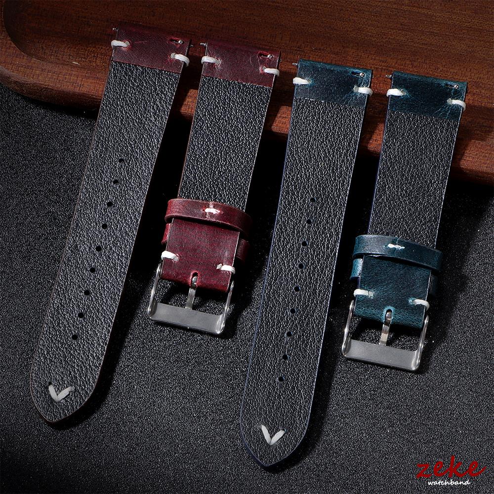 Quick Release 18mm 20mm 22mm Bracelet for Seiko Vintage Oil Wax Leather Watch Band Stitching Cowhide Strap for Omega Watchband