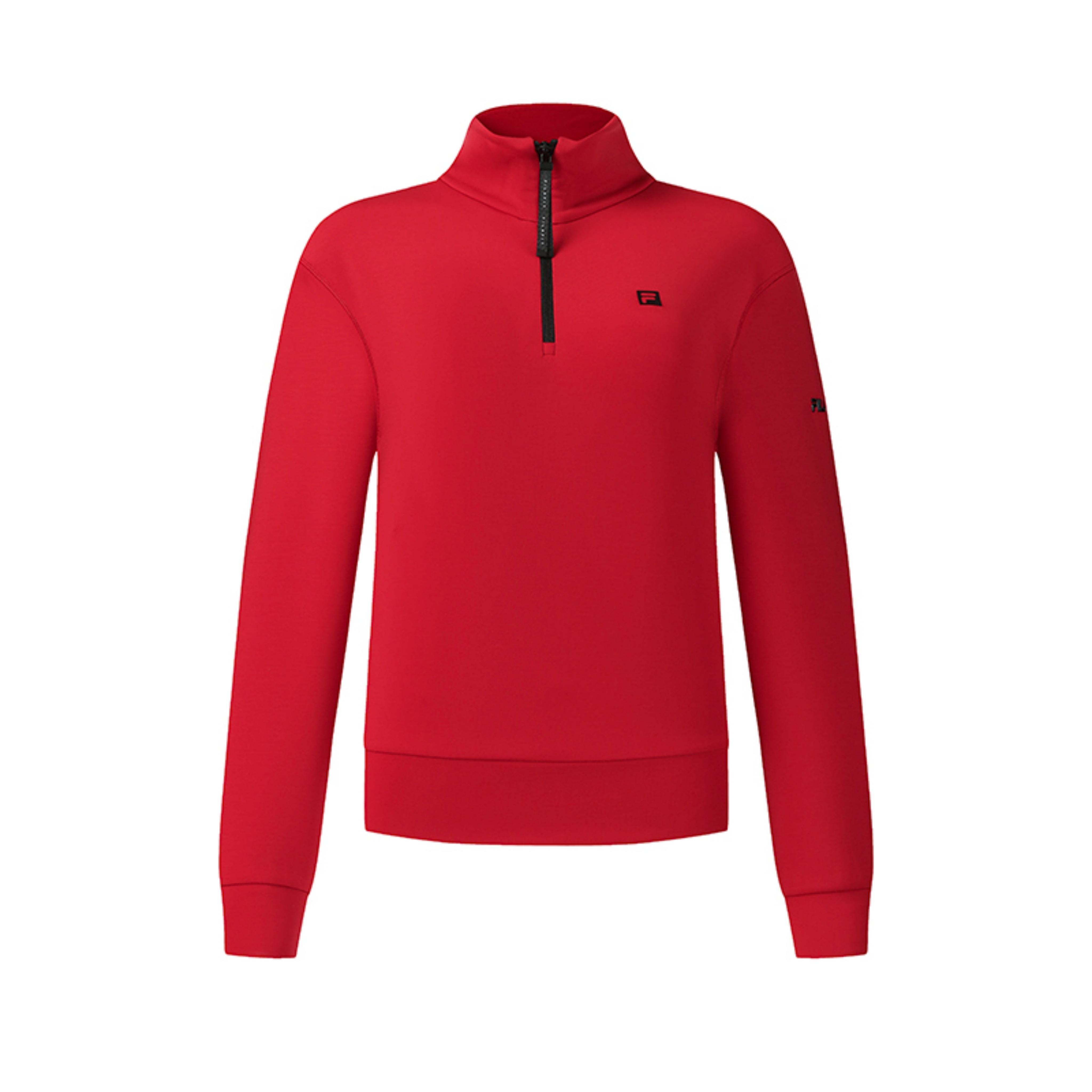 Fila Фитнес Классический Простой Спортивный Тренировочный Повседневный Удобный Универсальный Свитшот с Полумолнией Вязаный Пуловер Женский свитшот Ярко-Красный A11W611208FRD XL