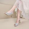 Fish mouth mesh sandals fairy style thick heel summer new  shoes fashion high heels fashion versatile  shoes