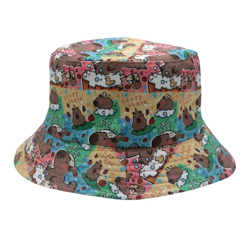 Capybara Print Bucket Hat Trendy Animal Lover Hat Outdoor Fisherman Hat for Outdoor Activity