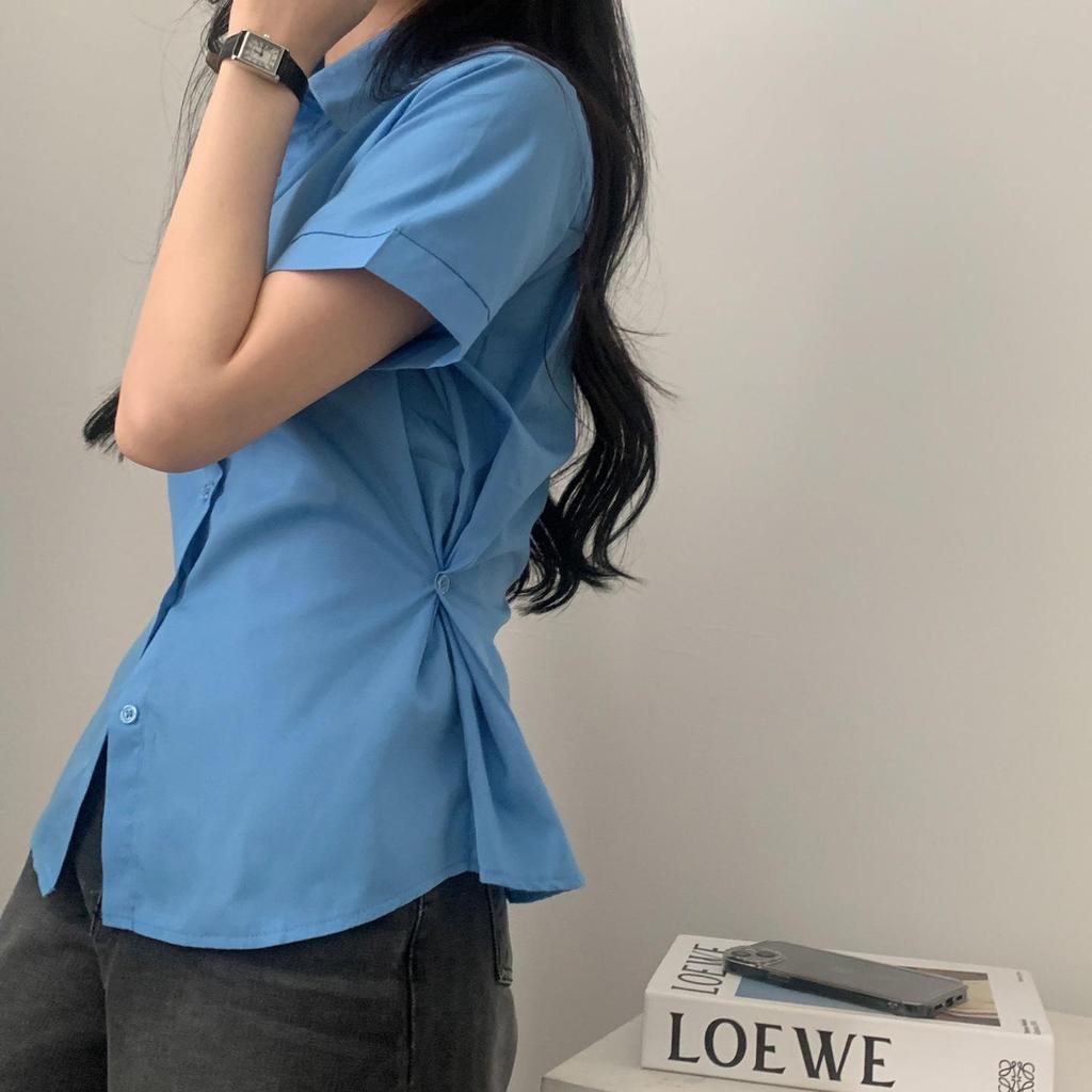 Dongdaemun Koreanischer Chic Taillenschlankes Kurzarm-Sommershirt