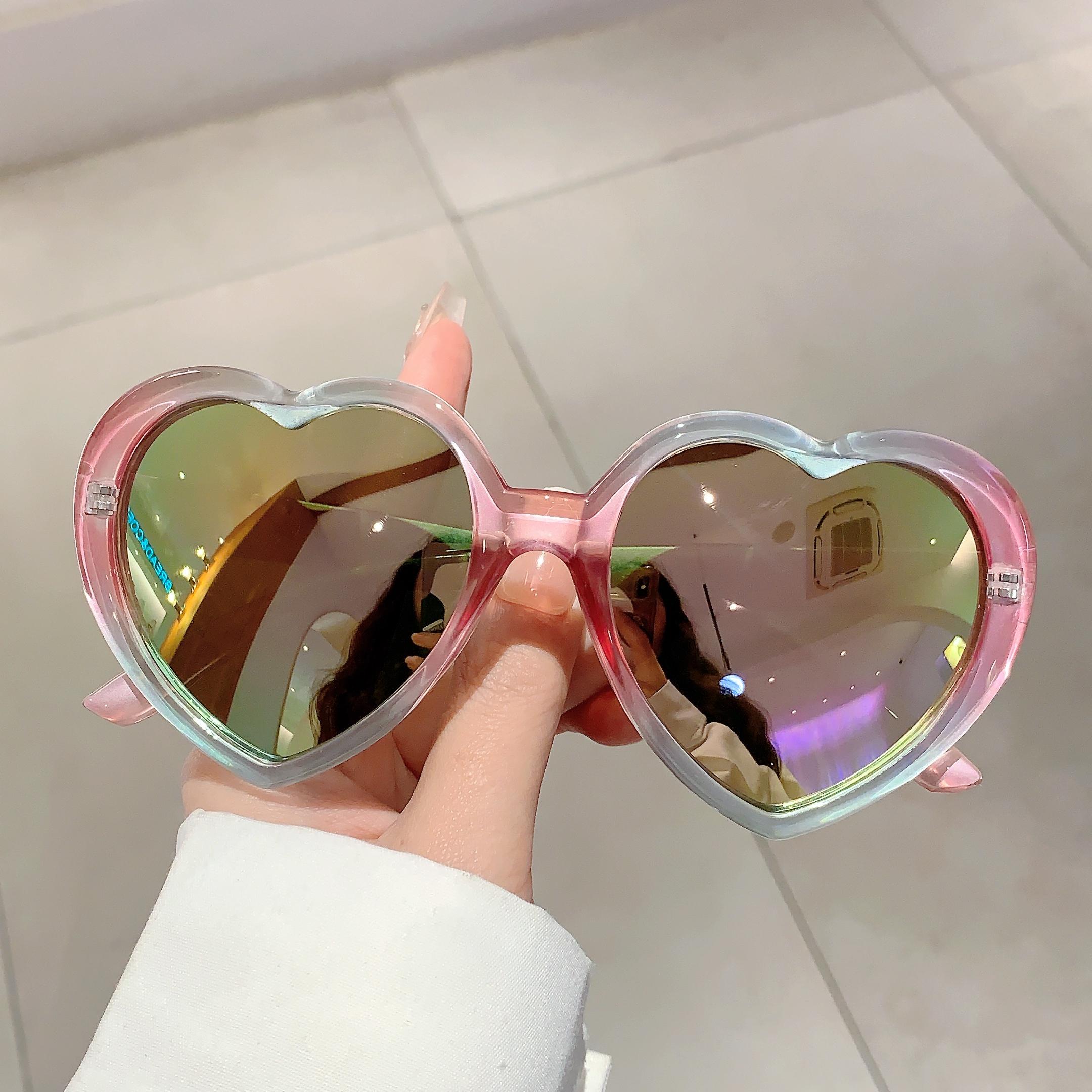 Dote Women's Heart Shaped Sunglasses Stylish Cute Multicolor Mirror Shades Trendy Retro Brand Design Fashion Gradient Eyewear Cm