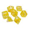 In-Stock Yellow Swirl Transparent Resin 7-Piece Dice Set for Tabletop RPGs