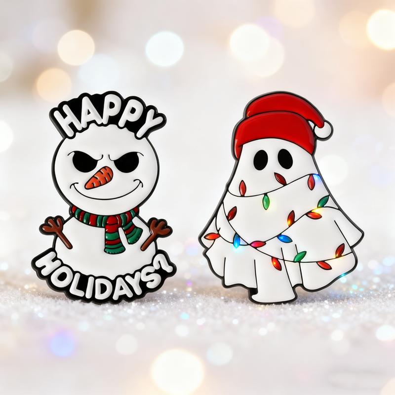 Halloween Weihnachten Emaille Anstecknadeln Schneemann Buh Geist Broschen Reversabzeichen Kleidung Cartoon Lustig Punk Schmuck Geschenk für Kinder Freunde