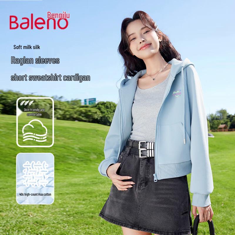 Baleno Women's Cropped Raglan Zip-Up Hoodie