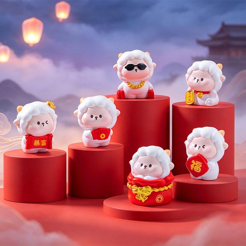 Cute 2027 Year Of The Sheep Resin Figurines With Lucky Design Perfect For Chinese New Year Home Desktop Decor Gifts