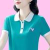 Sports POLO Shirt Short-sleeved Large-size T-shirt for Women In Summer Middle-aged Mother Dress Fashionable Age-reducing Lapel Top