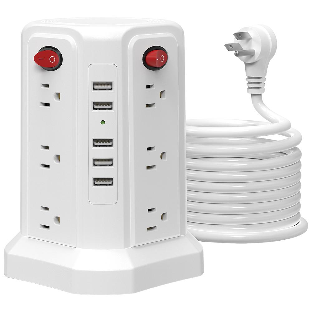 

US Multi Power Strip 1250W 10A Universal Socket with 1.8m Extension Cord Ports * чорний