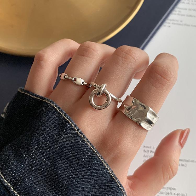 Retro Cool S925 Sterling Silver Ring with Thai Silver Line Design - Trendy Women's Hip Hop Index Finger Jewelry