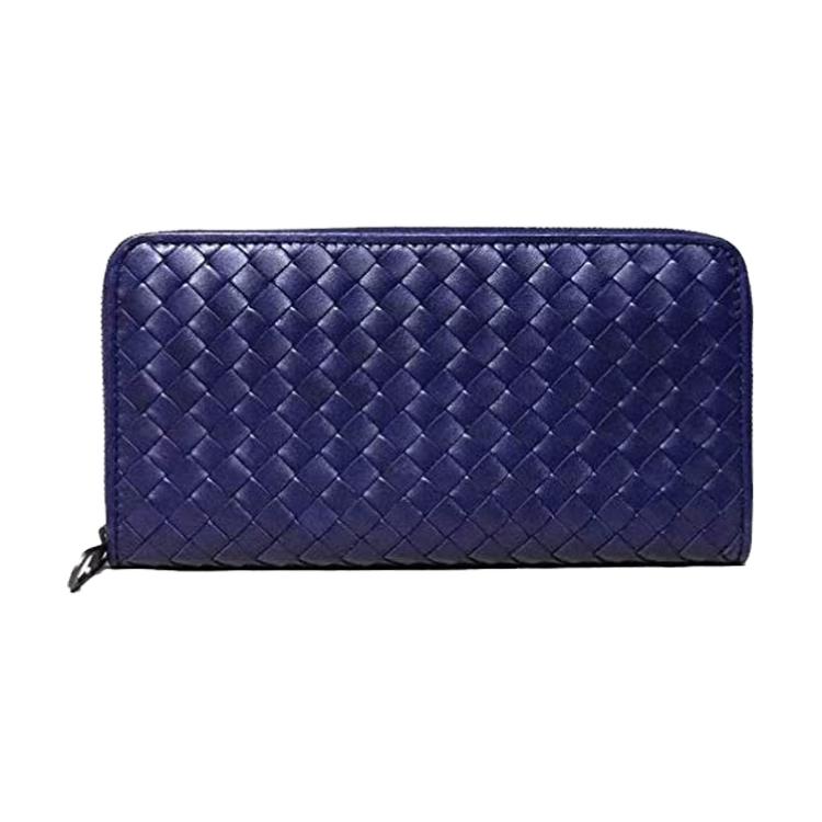

Bottega Veneta Bv Check Zip Long Leather Wallet Unisex wallet Blue 510643V4651 Basic Set (Bag+Dust Bag)