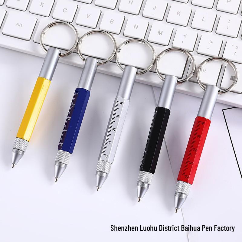 6-in-1 Multifunction Metal Ballpoint Pen with Touchscreen Stylus, Screwdriver, and Emergency Tool.