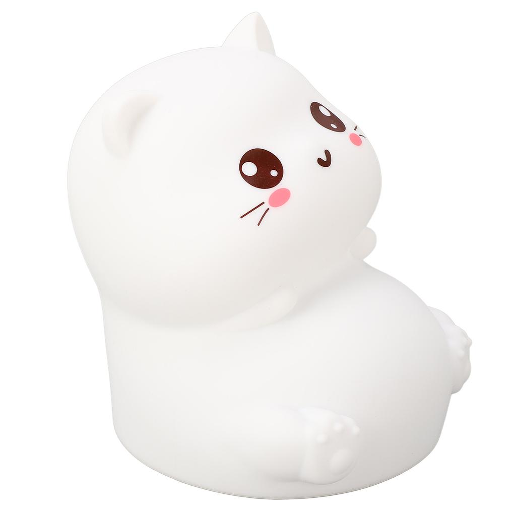 Silicone Night Lamp Cute Cat Tap Control   Color Rechargeable Soft Night Light for Bedroom