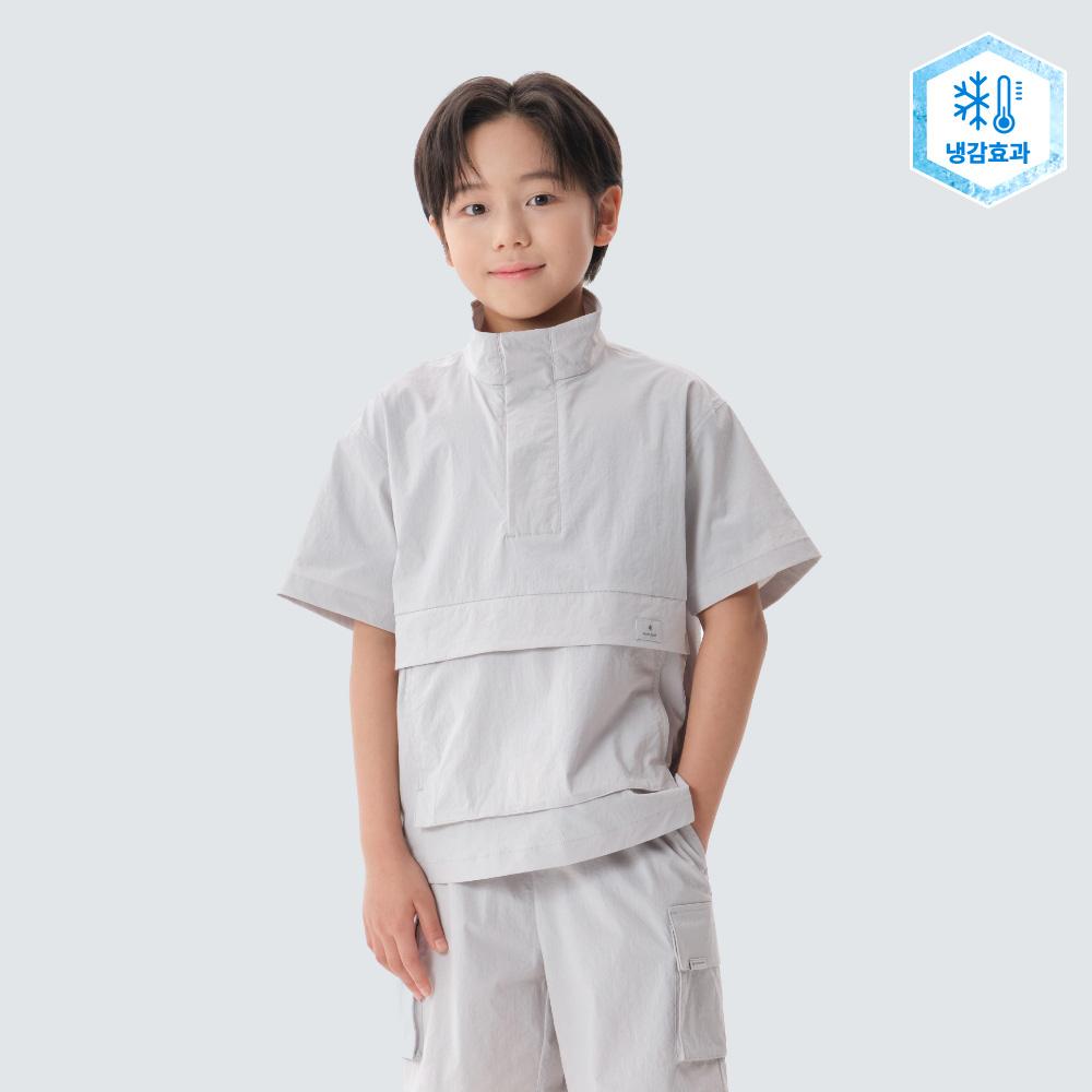 [Snowpeak] Kids Cooling Root Stand Neck Short Sleeve Anorak Ice Gray (S25MKRAN90) 125