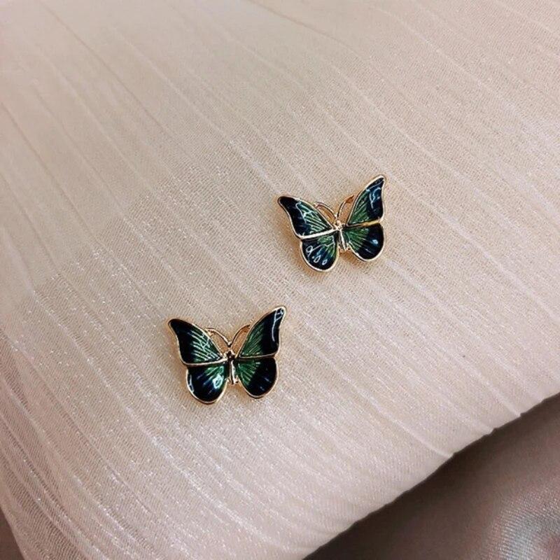Roztomilé kórejské náušnice Butterfly Bling Zirkón Stone Rose Color Náušnice pre dámske módne šperky