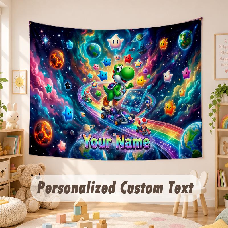 Custom Name Text Tapestry,Super Mario Boho Wall Hanging, Decorative Backdrop Tapestry For Room