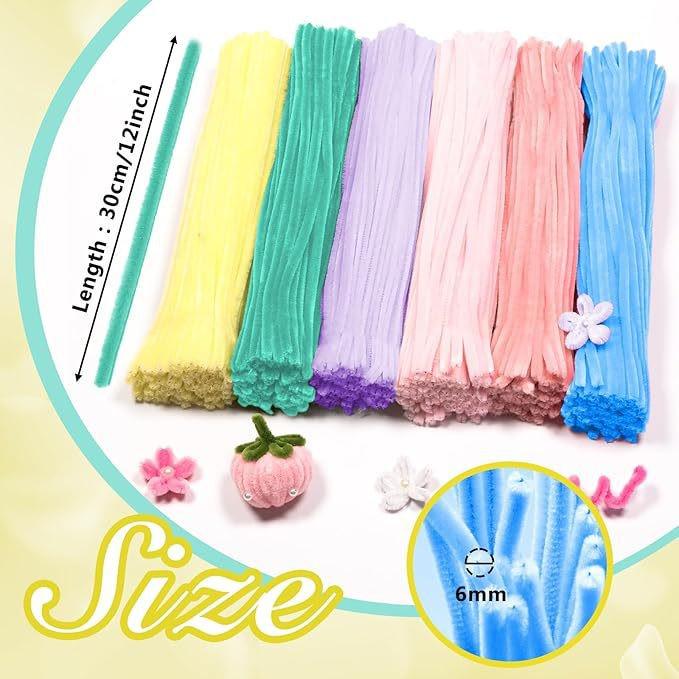 600pcs Mixed Color Thick Pipe Cleaners for DIY Crafts - Children's Educational Toy for Flower Bouquets, Chenille Stems/Strips.