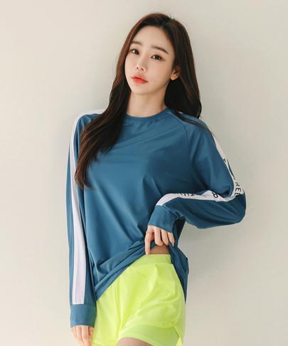 Tyubeuteuli Women'S Surfline Loose Fit Long Sleeve Rash Guard B509 Coral Blue