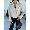 Manteau en laine simple pour femme à col tailleur britannique