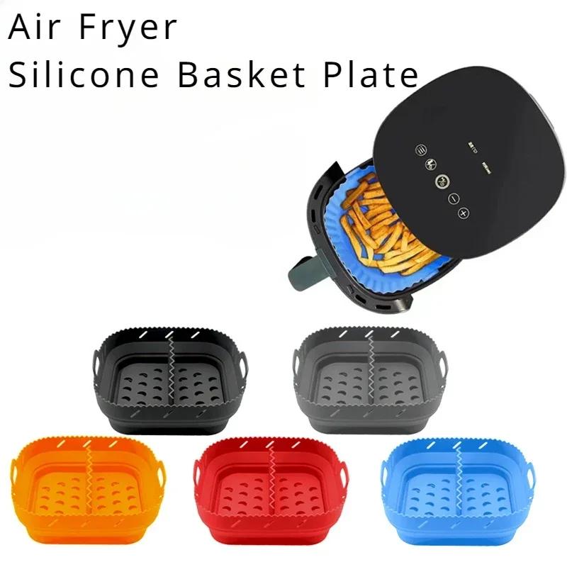 1Set Air Fryer Silicone Basket Plate Square Reusable Air Fryer Cooking Accessories Foldable 20cm/22cm Airfryer Tool Baking Molds