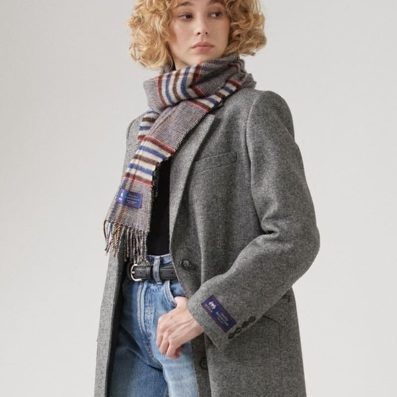 ABRAHAM MOON Merino Wool Muffler 25cm - Harrison Red Brown