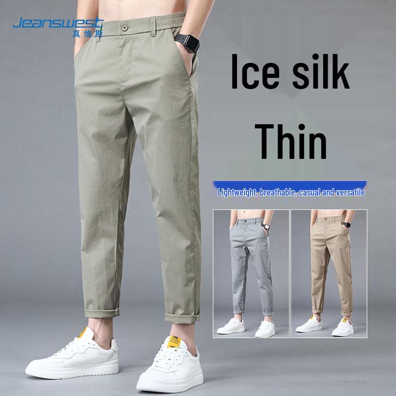 Jeanswest Men's Summer Ice Silk Straight Fit Chino Pants