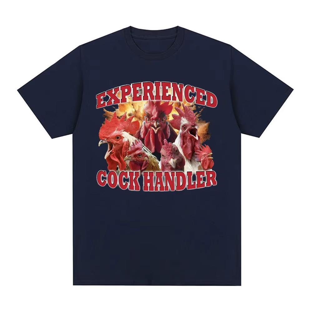 Erfahrener Hahnen-Handler T-Shirt Lustiger Hühnerliebhaber Meme Grafik T-Shirt Herren Damen Baumwolle Kurzarm Übergroße T-Shirts Tops