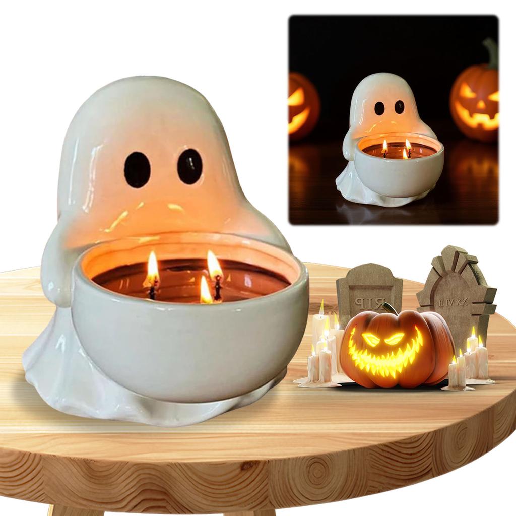 Cute Ghost Candle Holder Multi-Purpose Ghost Tea Light Rack Wear Resist Halloween Ghost Ornament Home Table Centerpiece Decor