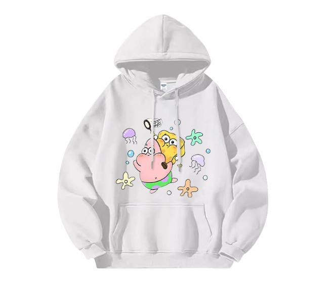 New 2025 Different Couple Outfits Cartoon Sponge Baby Couple Outfits Autumn Outfits Loose Hoodies for Men and Women