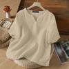 ZANZEA Women Casual V-Neck Solid Color Loose Short Sleeve Blouse