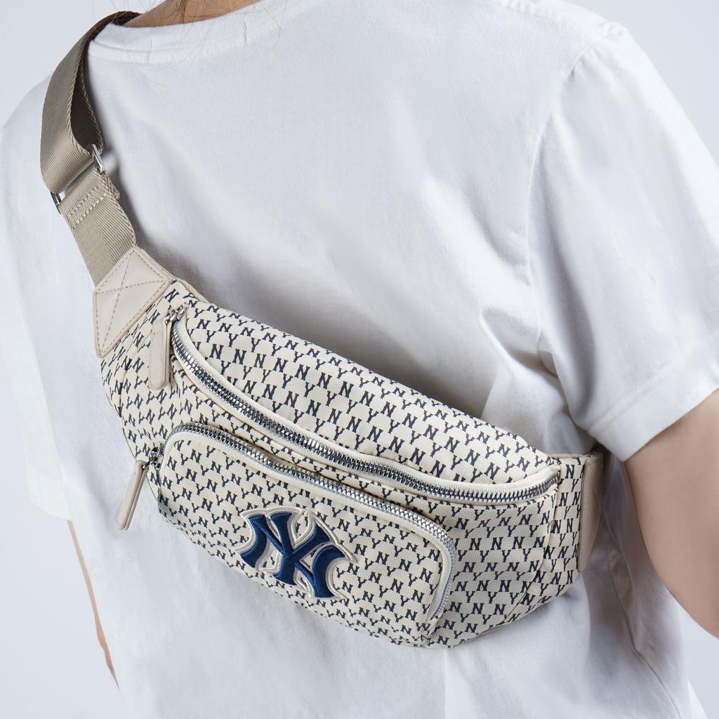 New MLB Monogram Collection Polyamide Crossbody Bag Sling Bag Fanny Pack Regular Unisex Ivory White 32BGC9941-50I