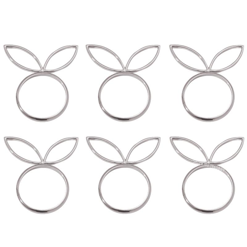 1/6 szt. Pierścienie na serwetki z króliczymi uszami, pierścienie-klamry na serwetki z głową królika, na Święta Wielkanocne, wesele, przyjęcie, dekoracja stołu jadalnego