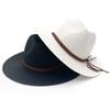 Men's and women's summer Panama straw hat Korean fleece beach sun protection cowboy top hat Wide brim outdoor sun hat