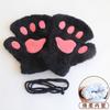 Autumn and winter cute cat claws half finger plush gloves student writing plush leak finger warm half finger bear paw gloves