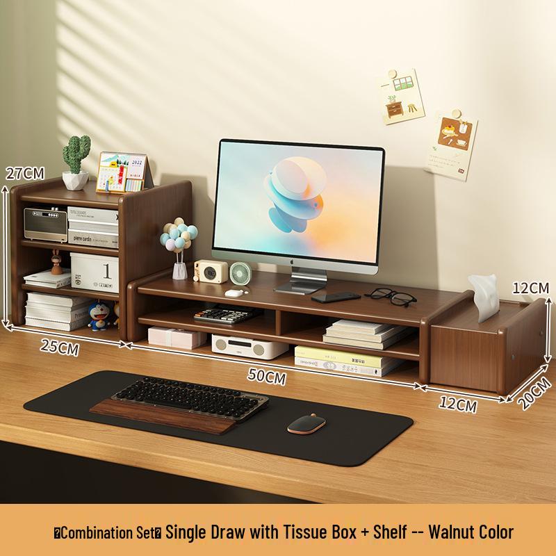 Monitor Riser Desktop Stand with Storage Shelves