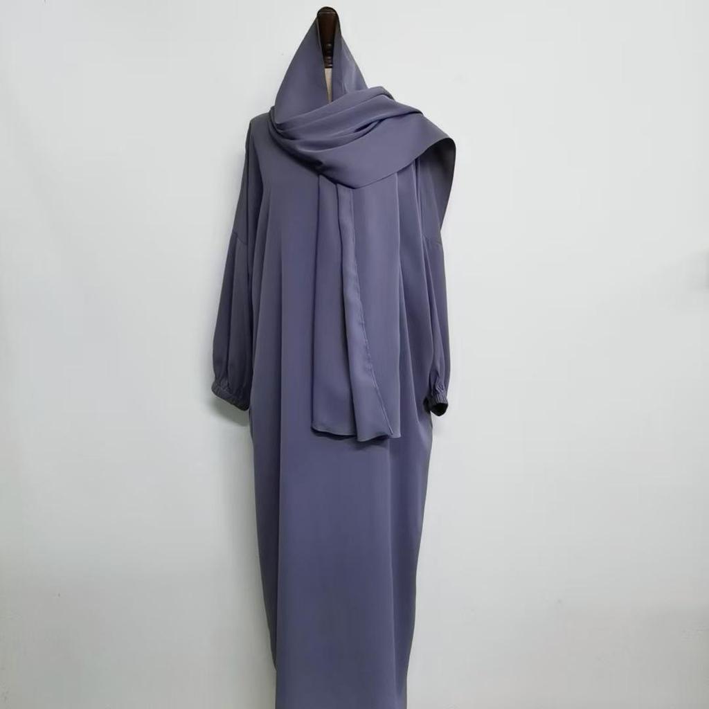 Yiduo Duo New Middle East Hijab Long Robe - Solid Color Simple Dress 21499