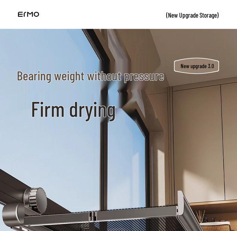 Invisible Retractable Folding Drying Rack with No-Punch Suction Cup for Balcony