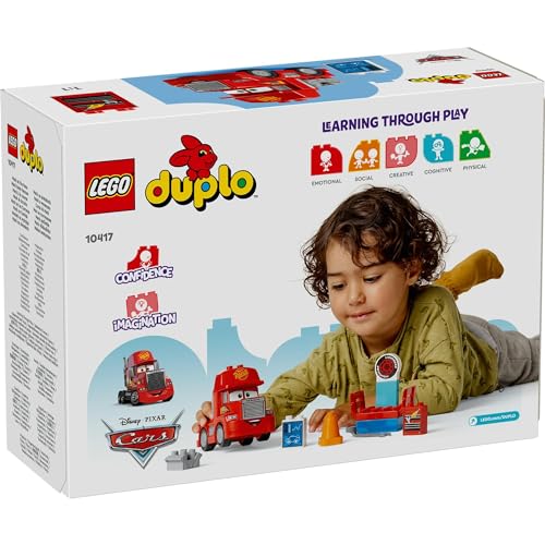 LEGO Duplo Race Track Mac Toy, Birthday Gift, Educational Building Blocks, for Boys and Girls, Ages 1.5, 2, and 4, Vehicle, Miniature Car, 10417