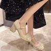 Fashion 2025 New Versatile Women Shoes with Simple Comfort Round Head and Thick Heels Shoes Butterfly Bow Fashion Women High Heels