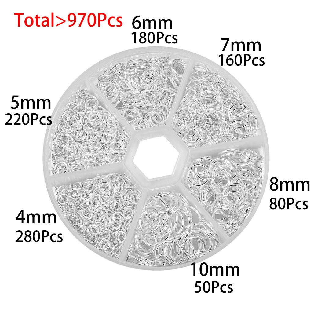 

970Pcs DIY Jewelry Earring Accessories 4/5/6/7/8/10mm Single Loop Hanging Ring Ornament Open Ring Earring Chain Material Boxed White