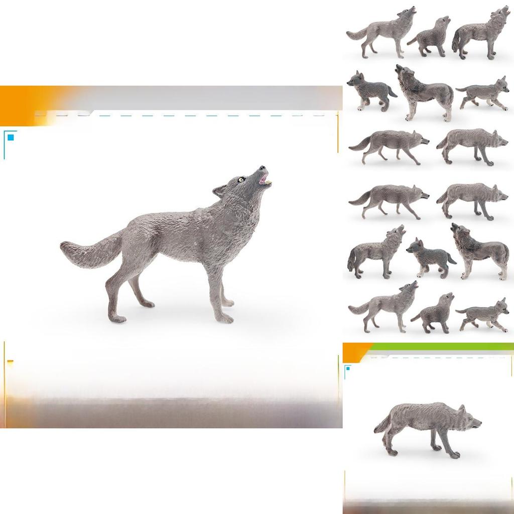 Wild Animal Pvc Gray Wolf Miniature Sculpture For Kids Learning And Collectible Display