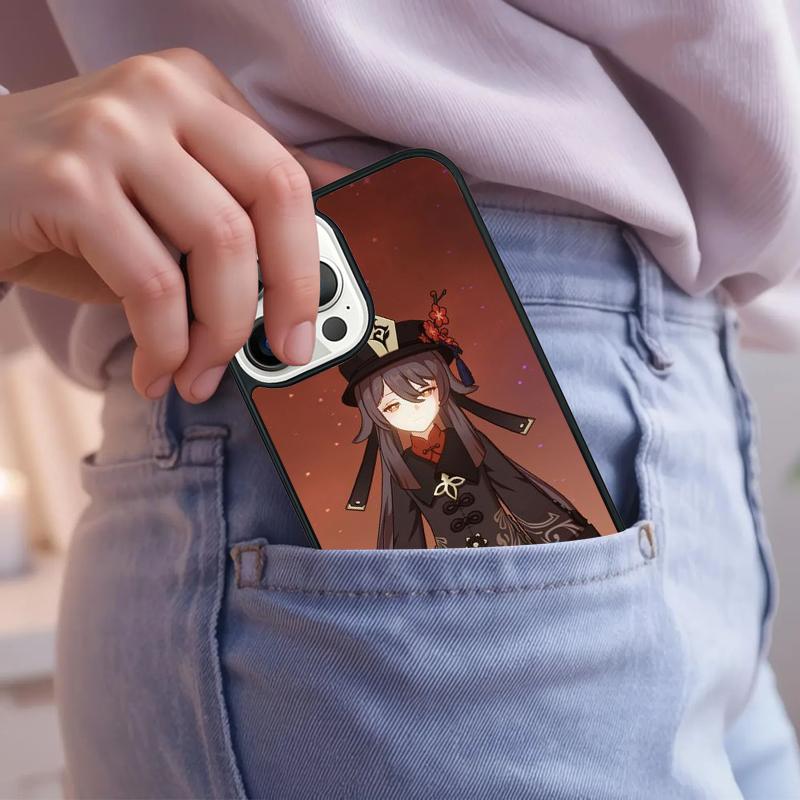 Hu Tao Genshin Impact chibi Phone Case For iPhone 17 Air 15 16e 14 13 Pro Max Coque 12 11 Pro Max PLUS cover