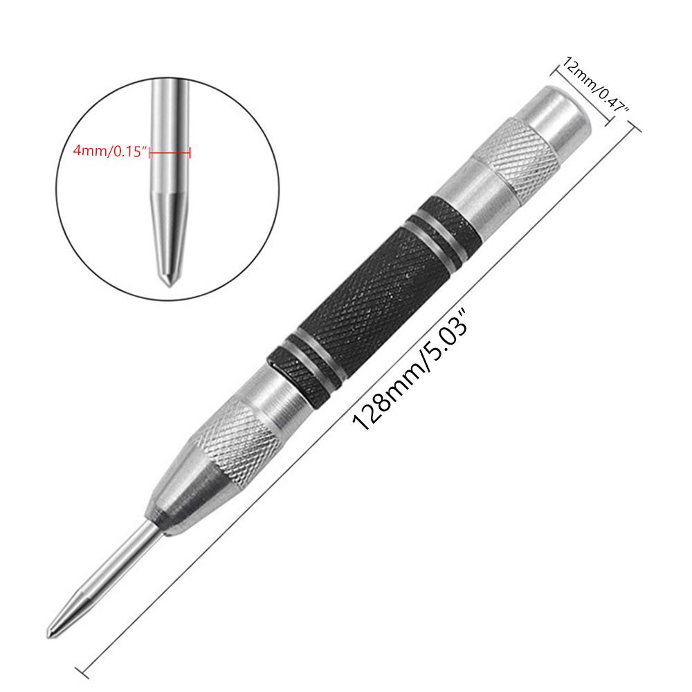 

Strong Automatic Center Punch Kerner Positioning Spring Loaded Adjustable Marker Wood Glass Press Dent Metal Drill Tool 128mm
