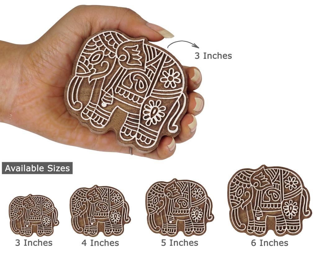 IBA Indianbeautifulart Textile Printing Block Indian Traditional Elephant Block Hand Carved Wooden Stamp